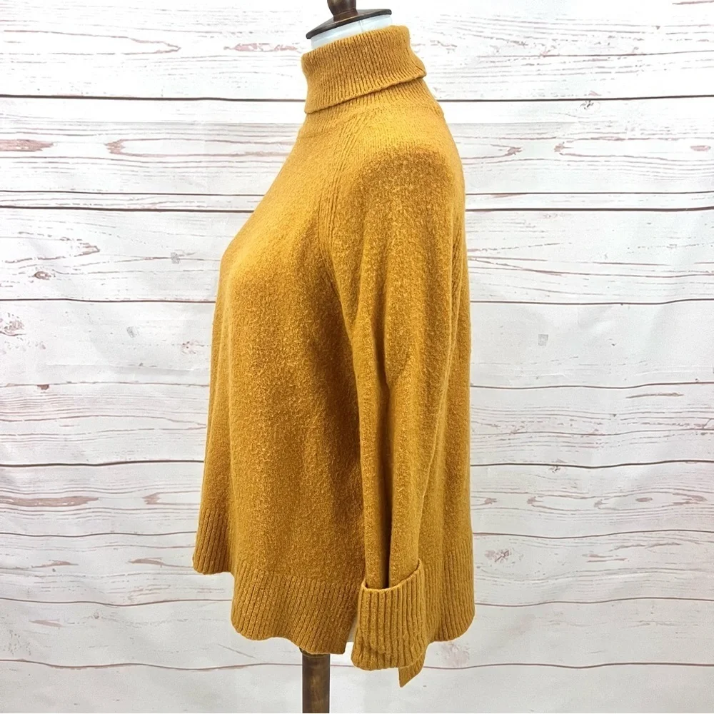 J. Crew Plush Relaxed Fit Warm Fuzzy Mustard Turtleneck Sweater